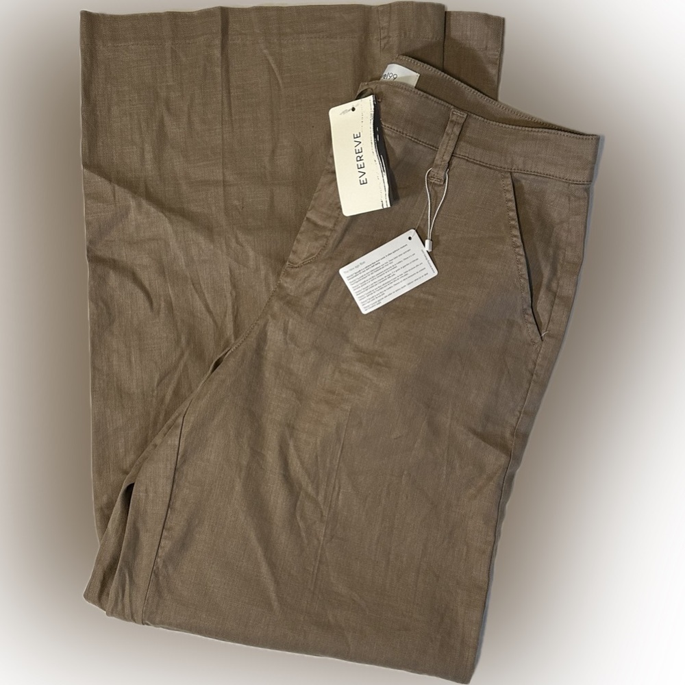 Level 99 Tallulah Wide Leg Linen Blend Pants Sandcastle Light Brown Womens 31x32